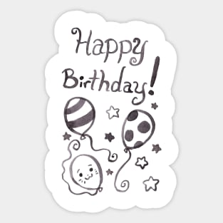 Watercolor Happy Birthday Balloons Sticker